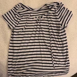 Blue and white blouse